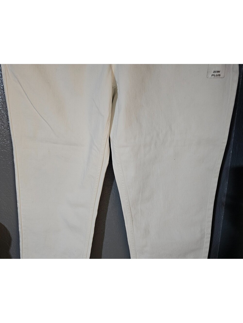 Women's Eddie Bauer Denim Jeans Pants Wide Leg Plus Size 20 White Elastic Waist - Picture 8 of 14